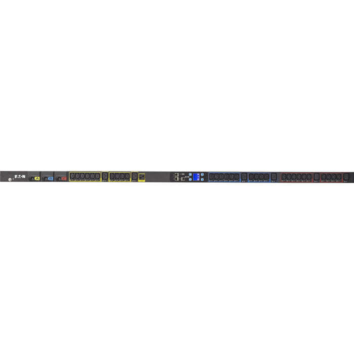 Eaton Metered Input rack PDU, 0U, L21-30P input, 8.64 kW max, 120/208V, 24A, 10 ft cord, Three-phase, Outlets: (1) 5-20R, (30) C13 Outlet grip, (6) C19 Outlet grip Eaton Corporation
