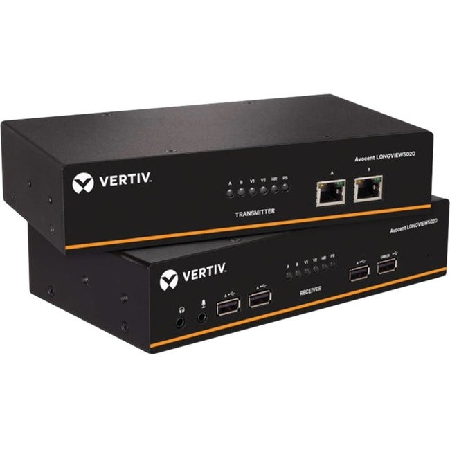 Vertiv Avocent LongView LV5020 KVM Extender – Dual DisplayPort, USB, Audio, CATx | 4K 30Hz | 150m/500ft
