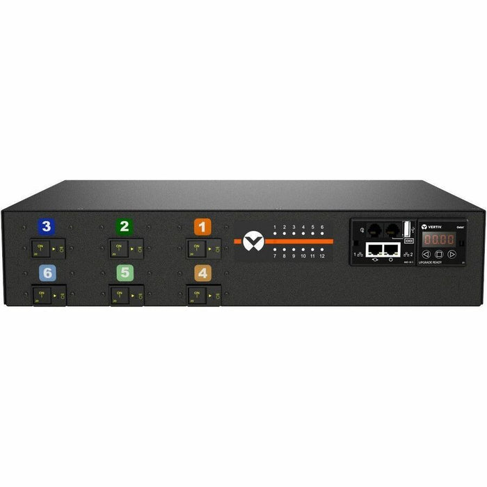 Vertiv Geist rPDU MNR3EDR6-12CF18-5CS15A0H10-S | 12-Outlets | Monitored | 3P+E CA | 14.4kW | Horizontal | TAA Compliant