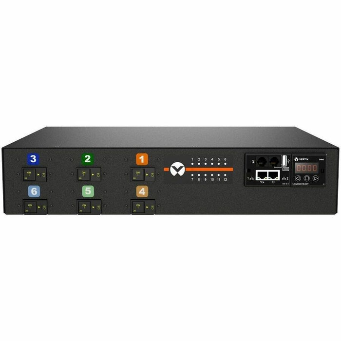 Vertiv Geist NS30212 Switched rPDU 50A 208V DELTA 14.4kW 12-Outlets Horizontal | C13/C19 | 10ft Cord | Black