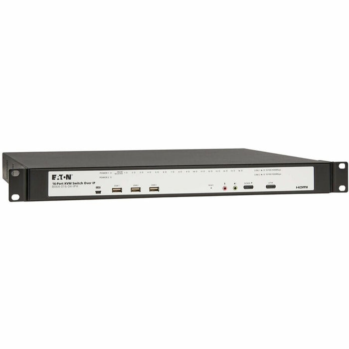 Eaton 16-Port Cat5e KVM over IP Switch - Virtual Media, 4 Users (Remote + 1 Local Port), HDMI Output, 1U Rack-Mount, TAA Eaton Corporation