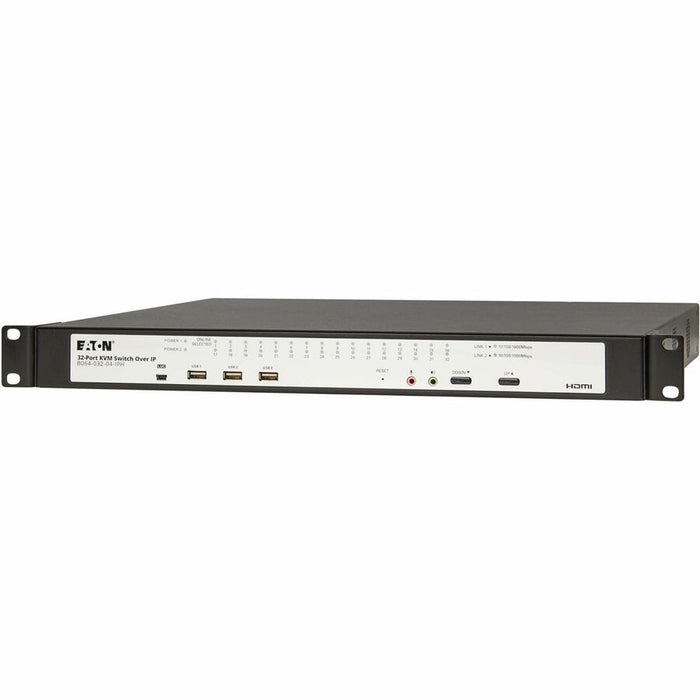 Eaton 32-Port Cat5e KVM over IP Switch - Virtual Media, 3 Remote/1 Local User, HDMI Output, 1U Rack-Mount, TAA Eaton Corporation