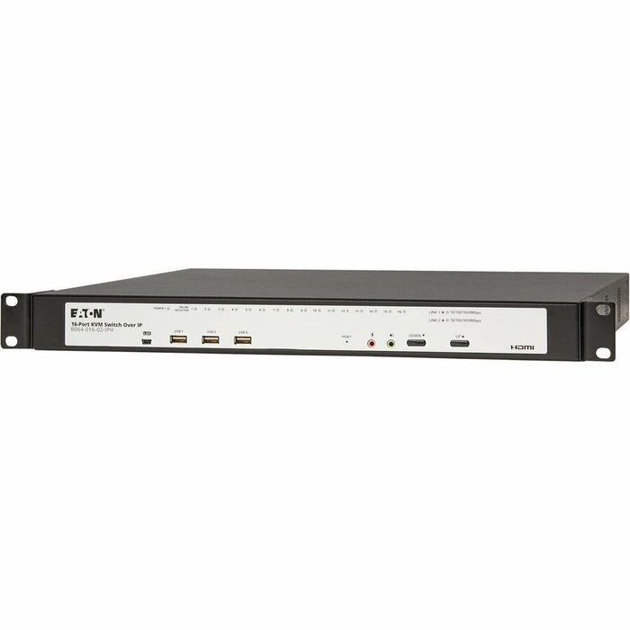 Eaton 16-Port Cat5e KVM over IP Switch - Virtual Media, 2 Remote/1 Local User, HDMI Output, 1U Rack-Mount, TAA Eaton Corporation