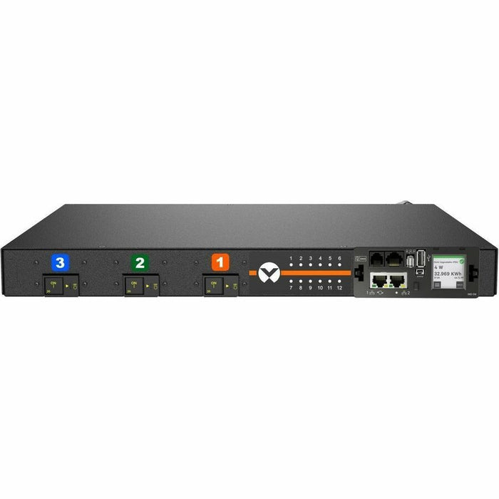 Vertiv VP6N31A2 Monitored rPDU, 30A, 120/208V WYE, 12 Outlets, Horizontal