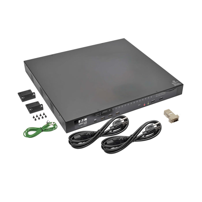 Eaton Tripp Lite NetDirector 16-Port Cat5 KVM over IP Switch with Virtual Media, 2 Remote + 1 Local User, 1U Rack-Mount, TAA