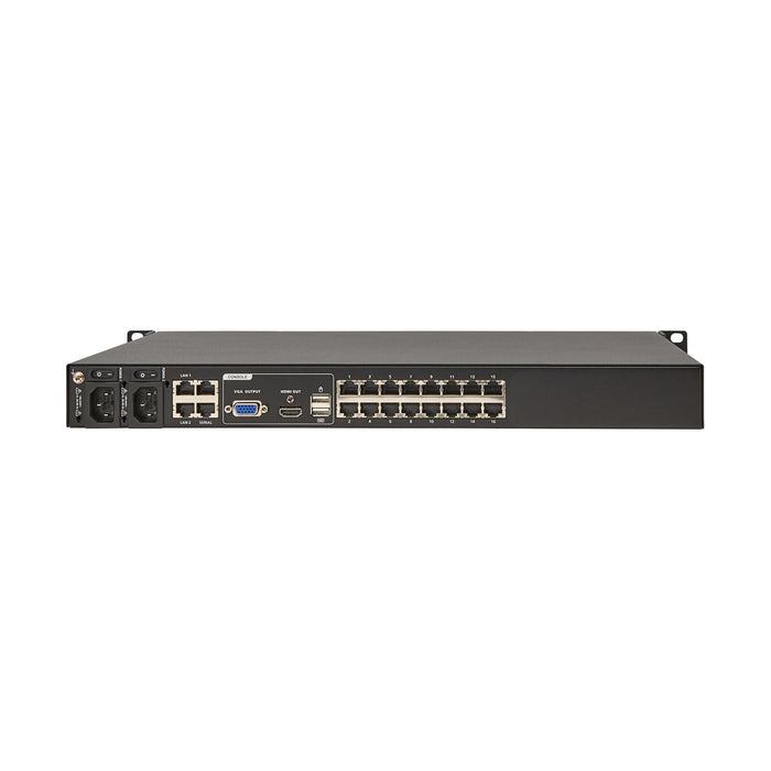 Eaton 16-Port Cat5e KVM over IP Switch – Virtual Media, 2 Remote/1 Local User, HDMI/VGA Output, 1U Rack-Mount, TAA Compliant
