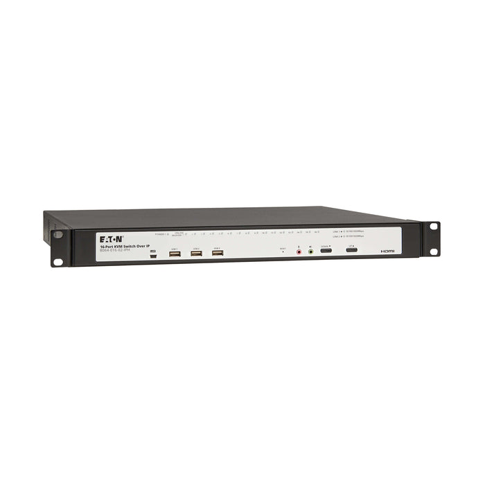 Eaton 16-Port Cat5e KVM over IP Switch – Virtual Media, 2 Remote/1 Local User, HDMI/VGA Output, 1U Rack-Mount, TAA Compliant