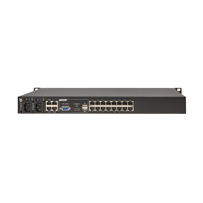 Eaton 16-Port Cat5e KVM over IP Switch - 4 Users, Virtual Media, HDMI/VGA Output, 1U Rack-Mount, TAA Compliant (B064-016-04-IPH)