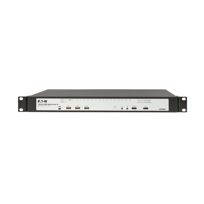 Eaton 16-Port Cat5e KVM over IP Switch - 4 Users, Virtual Media, HDMI/VGA Output, 1U Rack-Mount, TAA Compliant (B064-016-04-IPH)