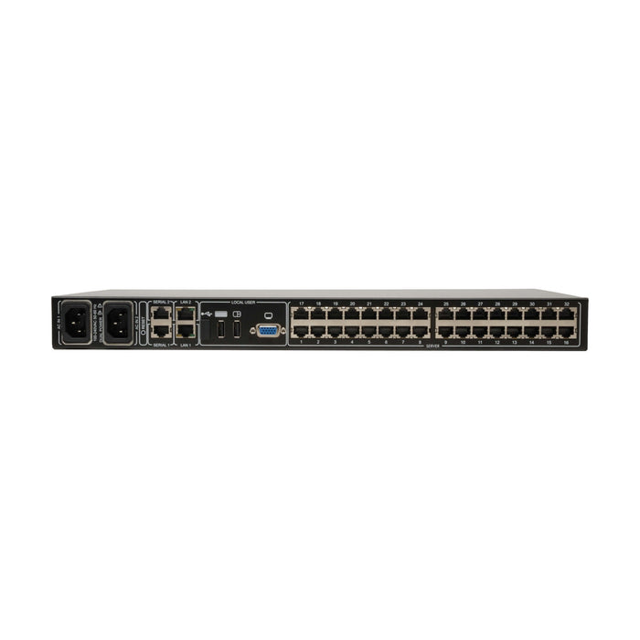 Eaton Tripp Lite NetCommander 32-Port Cat5 KVM over IP Switch, 2+1 Users, 16 USB Dongles, 1U Rackmount, TAA Compliant (B072-032-IP2-K)