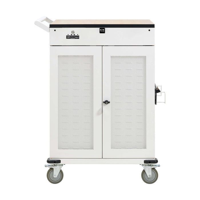 Eaton Tripp Lite Safe-IT 36-Device UV Mobile Charging Cart, 120V, Antimicrobial, Wood-Grain Top – White