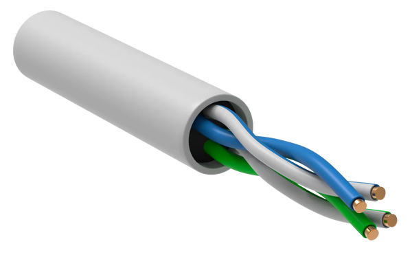 ITK Витая пара U/UTP кат.5E 2х2х24AWG solid PVCLS нг(А)-LSLTx белый (500м)