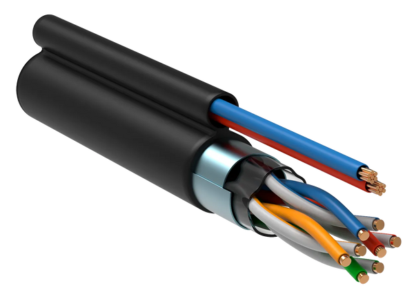 ITK Витая пара F/UTP кат.5E 4х2х24AWG solid LDPE + кабель питания 2х0,75мм2 305м черный