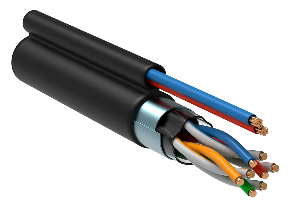 ITK Витая пара F/UTP кат.5E 4х2х24AWG solid LDPE + кабель питания 2х0,75мм2 305м черный