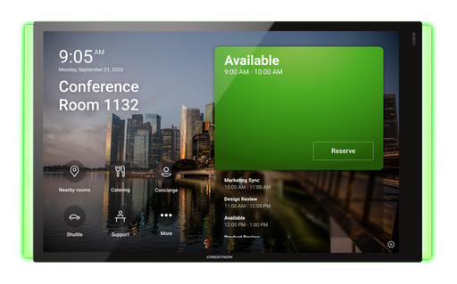 Crestron  TSS-1070-T-B-S-LB KIT  10.1 in. Room Scheduling Touch Screen for Microsoft Teams® Software, Black Smooth, includes one TSW-1070-LB-B-S light bar CRESTRON ELECTRONICS, INC.