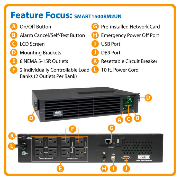Eaton Tripp Lite SmartPro 1500VA 1.35kW 2U Rack/Tower Sine Wave UPS with WEBCARDLX